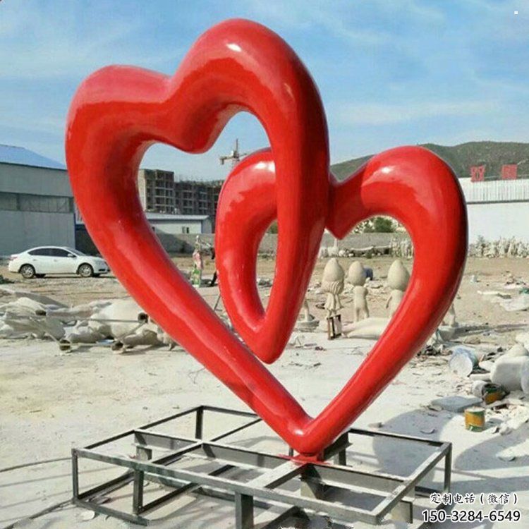 雙心雕塑優選，城市裝飾，展示不銹鋼雙心雕塑定做