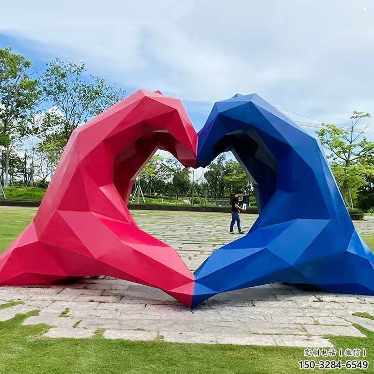 桃心雕塑供求，白鋼構件，彩色不銹鋼桃心雕塑觀賞型