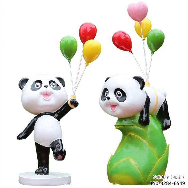 景區(qū)熊貓雕塑通用，陸地擺件，卡通熊貓雕塑點擊