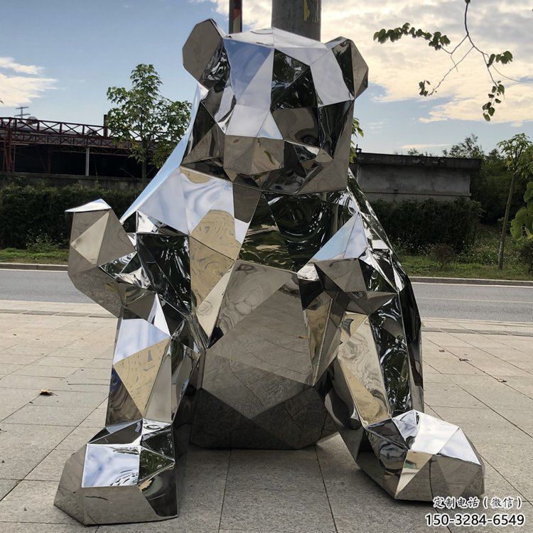 商業熊貓雕塑承接，鍛造工藝，不銹鋼熊貓雕塑訂做