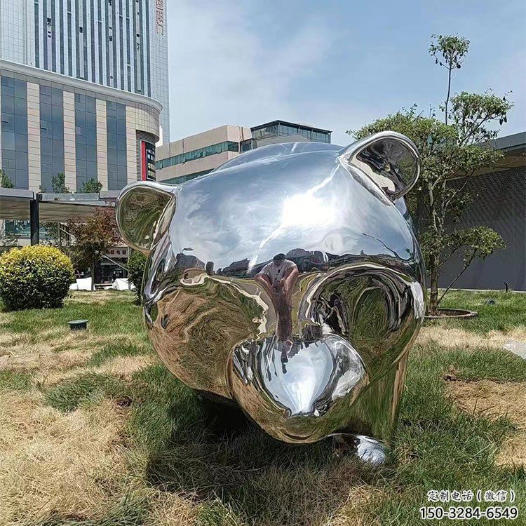 現代熊貓雕塑承接，歐式風格，廣場不銹鋼熊貓雕塑精選