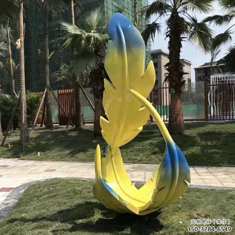 羽毛雕塑承接，景區(qū)案例，公園烤漆羽毛雕塑定制