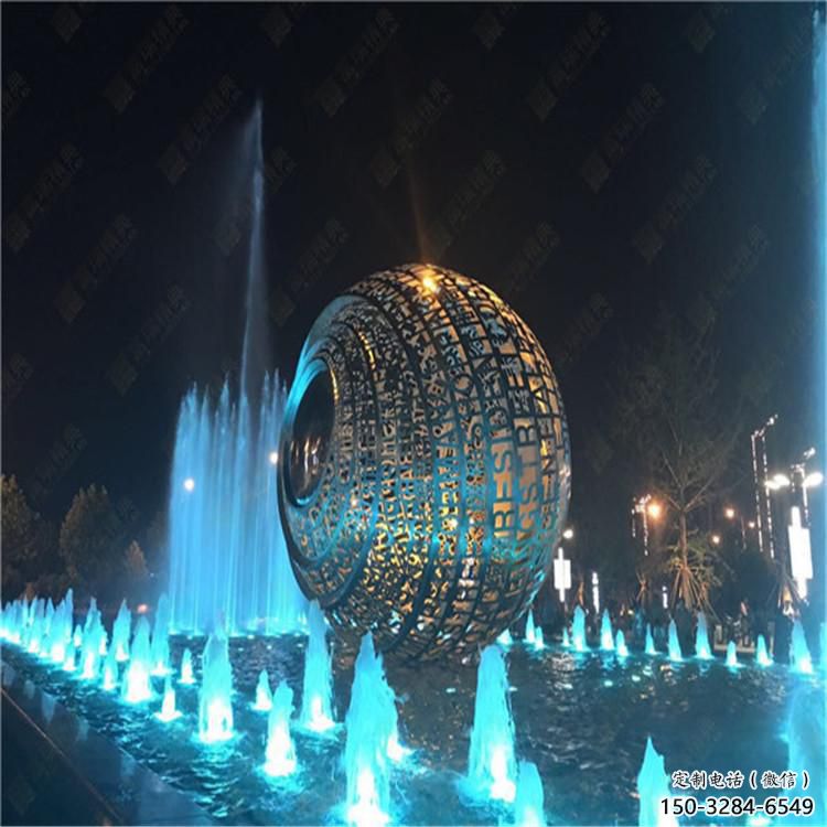 水景圓環(huán)雕塑，燈光配置，燈光圓環(huán)雕塑制作廠家