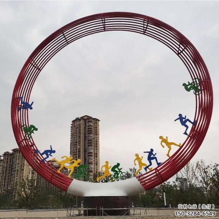 圓環雕塑點擊，地標擺件，烤漆圓環雕塑承接