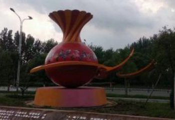 廣場(chǎng)花瓶雕塑訂做，城市雕塑，玻璃鋼花瓶雕塑工程