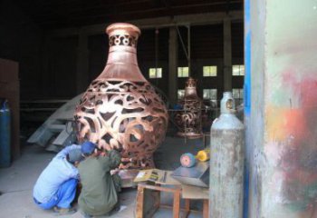 銅花瓶雕塑精選，室外軟裝，抽象銅花瓶雕塑廠家