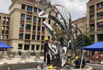 鏡面樹葉雕塑點擊，陸地擺件，不銹鋼鏡面樹葉雕塑預定