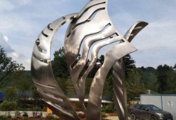 鏡面樹葉雕塑廠家，鍛造工藝，不銹鋼鏡面樹葉雕塑承接