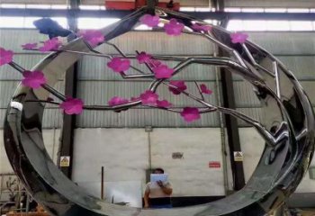 梅花樹雕塑定做，美陳雕塑，不銹鋼梅花樹雕塑廠家