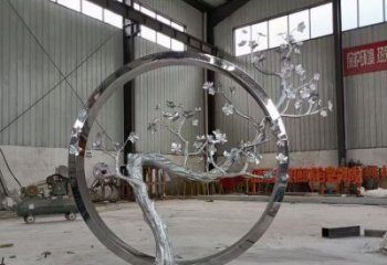 梅花樹雕塑加工，美陳雕塑，不銹鋼梅花樹雕塑生產商