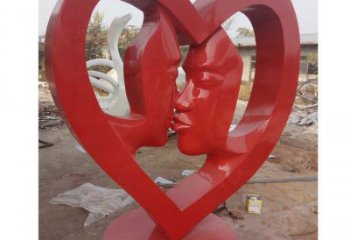 愛心雕塑展品，彩鋼制作，酒店烤漆愛心雕塑精品