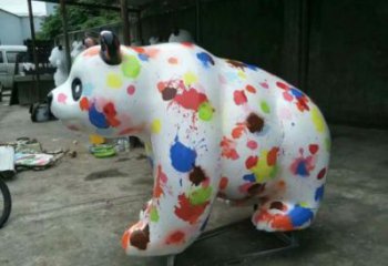 彩繪熊貓雕塑定價，街頭雕塑，烤漆彩繪熊貓雕塑定價