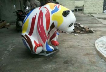 公共熊貓雕塑訂做，城市裝飾，庭院彩繪熊貓雕塑展品