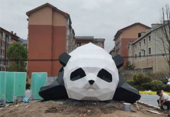 熊貓雕塑預定，城區小品，烤漆切面熊貓雕塑制造商