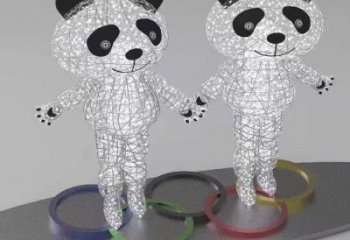 熊貓雕塑工程選用，美陳雕塑，鏤空熊貓雕塑生產