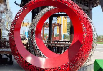 雙環雕塑精品，白鋼構件，別墅不銹鋼雙環雕塑供求