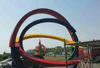 雙環雕塑制造，歐式風格，不銹鋼雙環雕塑廠家定價