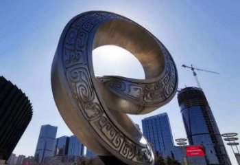 金屬雙環雕塑承接，陸地擺件，不銹鋼雙環雕塑制造商