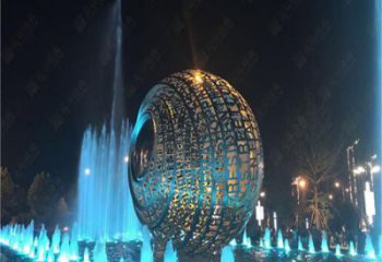 水景圓環雕塑，燈光配置，燈光圓環雕塑制作廠家