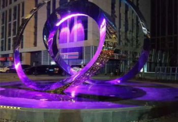 圓環雕塑標準，彩鋼制作，燈光圓環雕塑優價