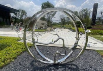 圓環(huán)樹(shù)雕塑選定，美陳雕塑，不銹鋼圓環(huán)樹(shù)雕塑定做