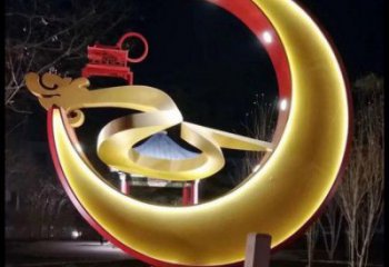制造月亮雕塑廠家，地標擺件，烤漆鏤空月亮雕塑精選