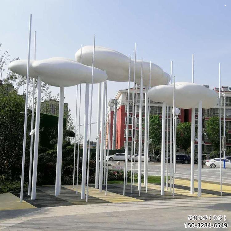 室內(nèi)云朵雕塑，拉絲景觀雕塑，抽象效果