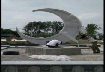 月亮船雕塑制造商，城區小品，不銹鋼月亮船雕塑制作