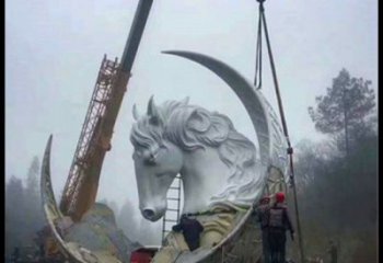 月亮雕塑通用，陸地擺件，各類月亮馬頭雕塑點擊