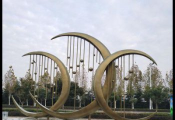 大型月亮雕塑公司，花園小品，月亮水簾雕塑廠家提供