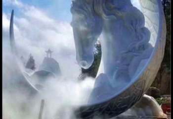 月亮雕塑優選，室外雕塑，景觀月亮馬頭雕塑優選