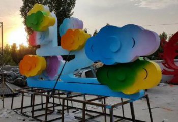 校園云朵雕塑，拉絲景觀雕塑，抽象主題