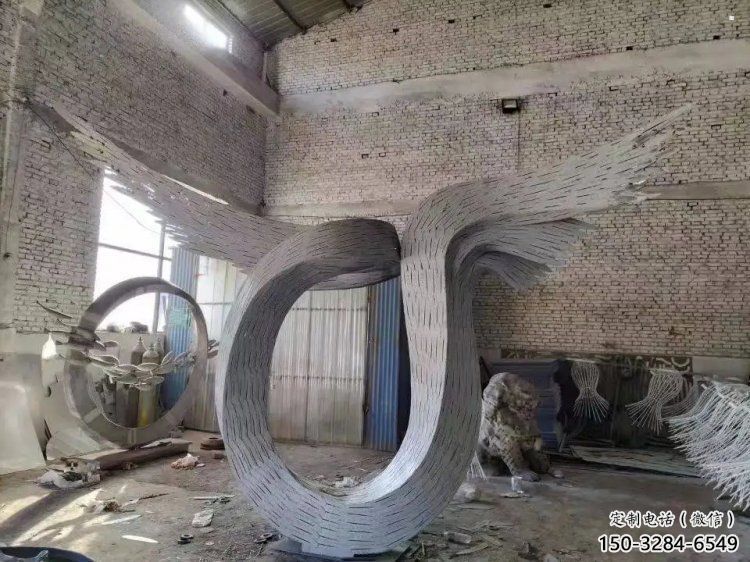 抽象鳥翅雕塑供應，花園小品，不銹鋼鳥翅雕塑展品