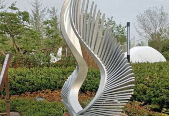 小區(qū)翅膀雕塑，拉絲景觀雕塑，抽象效果
