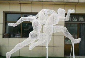 銅陵鏤空跨欄雕塑制造商，透雕雕塑，鐵藝體育人物雕塑供給