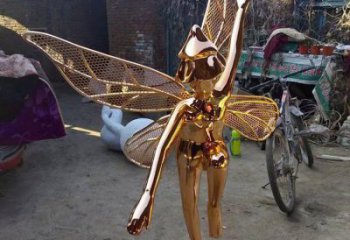 三明小精靈雕塑，抽象卡通雕塑，美陳人物擺件