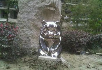 來賓熊貓雕塑服務(wù)商，動物美陳雕塑，不銹鋼熊貓雕塑廠家