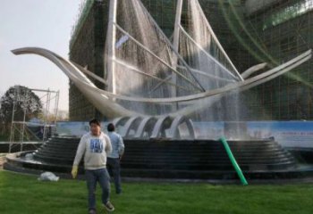 桂林帆船噴泉雕塑，水景水秀組合，旱地帆船噴泉雕塑廠家