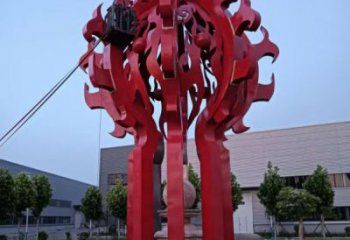 云巖火球雕塑，精神堡壘火球雕塑落地展示