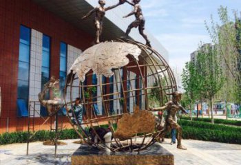 五指山地球儀雕塑選定，拉絲工藝，地球儀人物雕塑預定