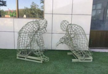 保定鏤空下棋雕塑供需，廣場雕塑，鐵藝民俗人物雕塑選用