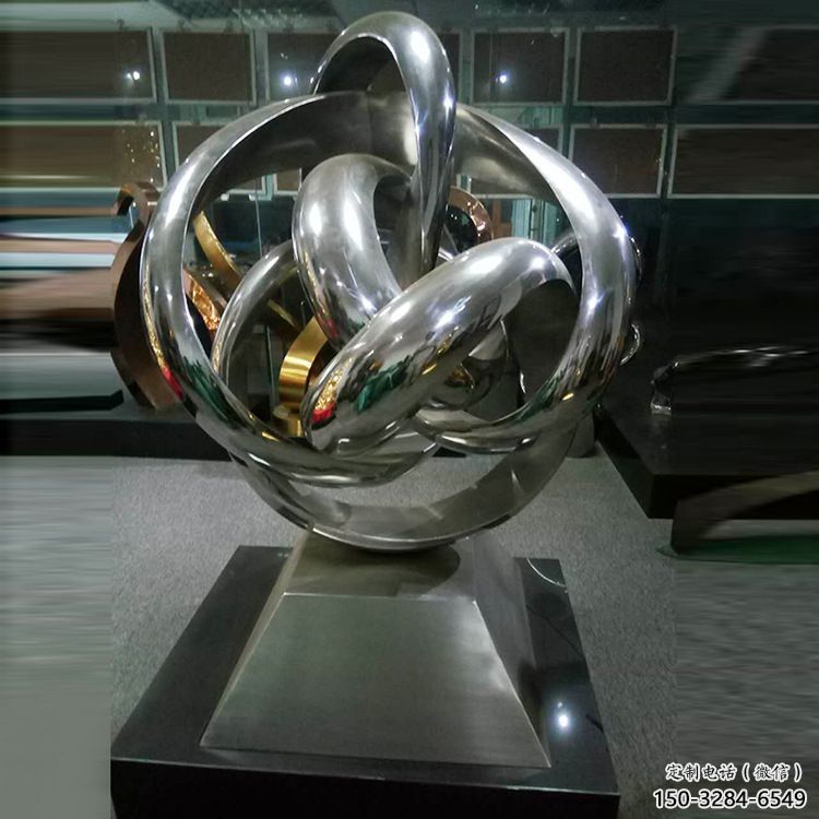 鄂州地產雙環雕塑定做，城區小品，景觀不銹鋼雙環雕塑定價