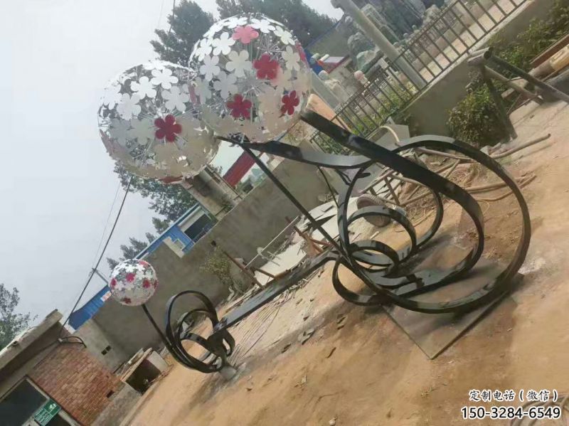漢陽大型蒲公英坐凳雕塑，現代元素設計，不銹鋼坐凳雕塑