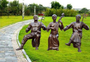 黑河拉二胡雕塑點(diǎn)擊，景觀雕塑，別墅民俗人物雕塑供求