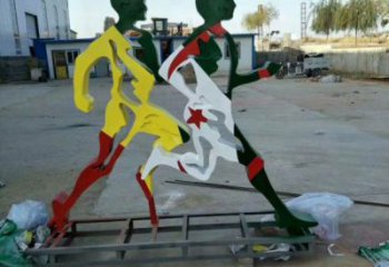 湖北省賽跑雕塑，鏤空工藝制作，不銹鋼烤漆體育人物雕塑