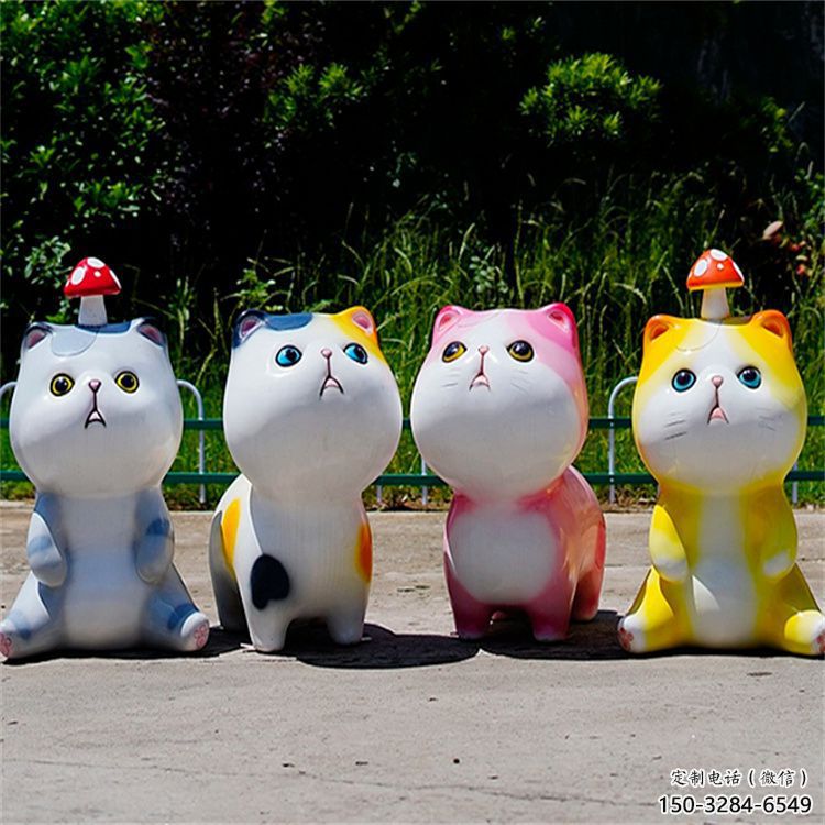 雙陽房地產(chǎn)貓咪雕塑，仿古動漫雕塑，公園動物制造