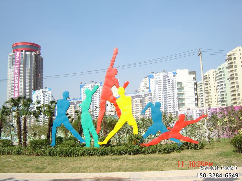 東湖投籃雕塑，剪影工藝制作，不銹鋼體育人物雕塑