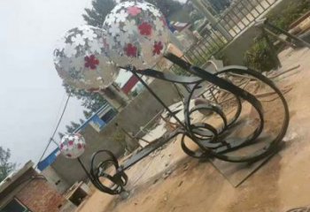 常德大型蒲公英坐凳雕塑，現(xiàn)代元素設(shè)計(jì)，不銹鋼坐凳雕塑