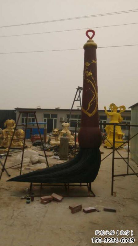 街道毛筆雕塑，鍛造景觀雕塑，古銅效果