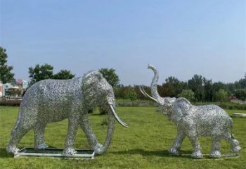 灣里鏤空大象雕塑制造商，動物擺件，透雕大象雕塑定制